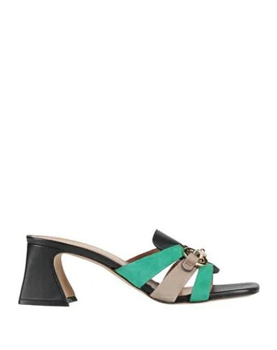 Cafènoir Woman Sandals Green Size 6 Leather
