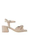 Cafènoir Woman Sandals Grey Size 8 Soft Leather In Nude