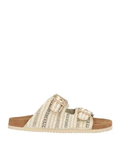 Cafènoir Woman Sandals Ivory Size 6 Textile Fibers In Neutral