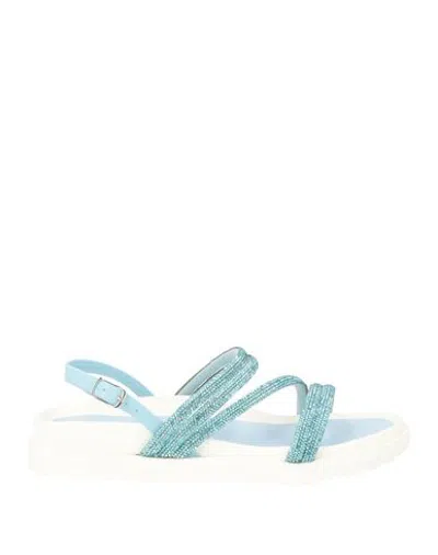 Cafènoir Woman Sandals Light Blue Size 9 Textile Fibers