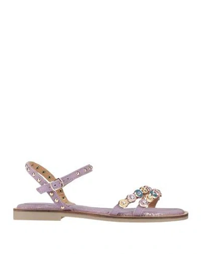 Cafènoir Woman Sandals Lilac Size 6 Leather In Purple