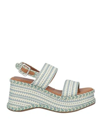 Cafènoir Woman Sandals Off White Size 8 Textile Fibers In Blue