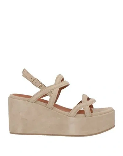 Cafènoir Woman Sandals Sand Size 6 Leather In Neutral