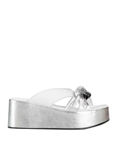 Cafènoir Woman Sandals Silver Size 5 Leather