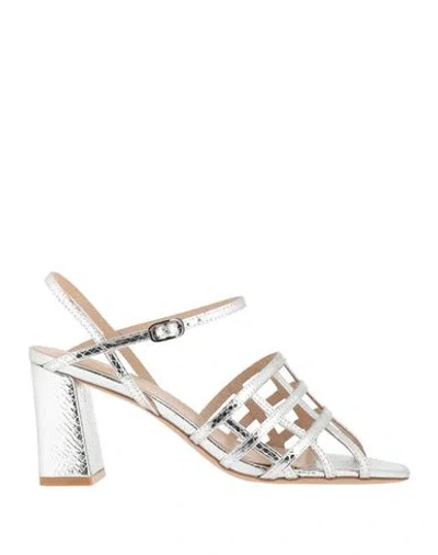 Cafènoir Woman Sandals Silver Size 8 Leather