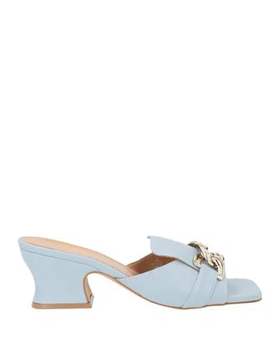 Cafènoir Woman Sandals Sky Blue Size 9 Leather