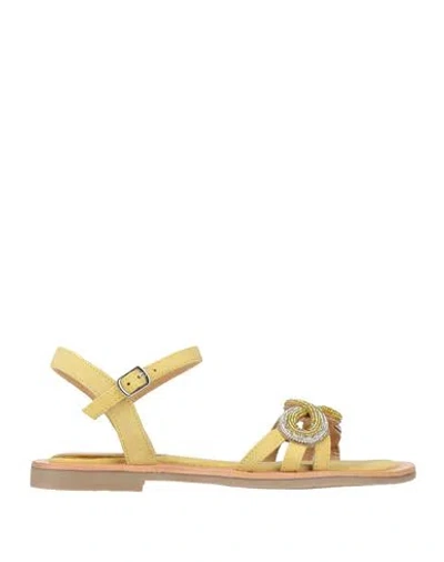 Cafènoir Woman Sandals Yellow Size 8 Leather