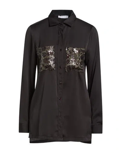 Cafènoir Woman Shirt Black Size 4 Polyester, Viscose, Elastane