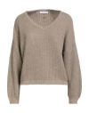 Cafènoir Woman Sweater Khaki Size M Viscose, Acrylic, Polyester, Wool, Alpaca Wool In Brown