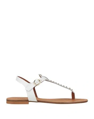 Cafènoir Woman Thong Sandal White Size 6 Leather