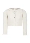 Caffe' D'orzo Ivory Cardigan For Girl In Ivory