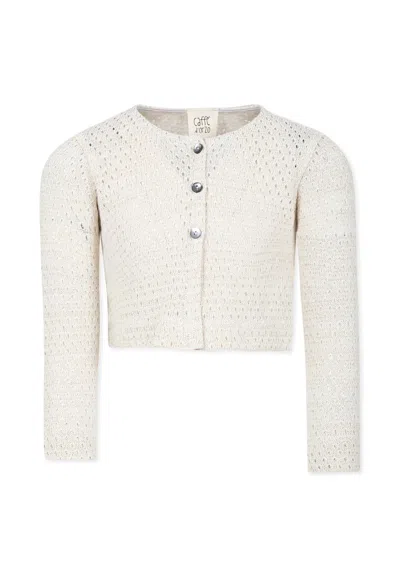 Caffe' D'orzo Kids' Ivory Cardigan For Girl