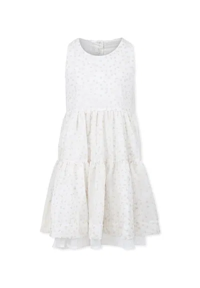 Caffe' D'orzo Kids' Ivory Dress For Girl With Floral Embroidery