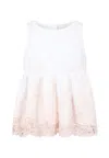 Caffe' D'orzo Ivory Top For Girl With Embroidery In Ivory