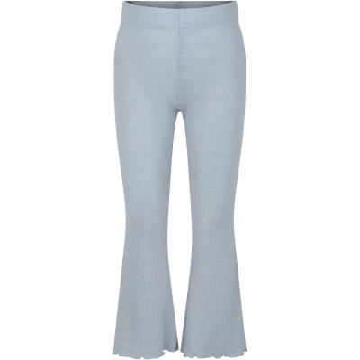 Caffe' D'orzo Kids' Light Blue Trousers For Girl With Lurex