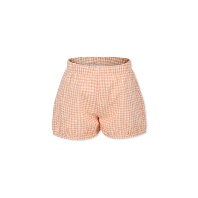 Caffe' D'orzo Kids' Orange Short For Girl With Vichy Print