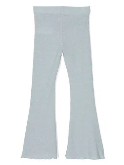 Caffe' D'orzo Kids' Sveva Flared Ribbed Trousers In Blue