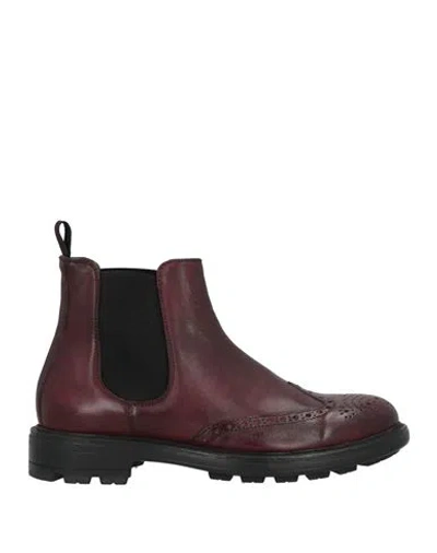 Cafènoir Man Ankle Boots Burgundy Size 10 Leather In Red
