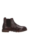 Cafènoir Man Ankle Boots Burgundy Size 7 Leather, Elastic Fibres In Red