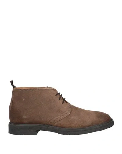 Cafènoir Man Ankle Boots Khaki Size 9 Leather In Beige
