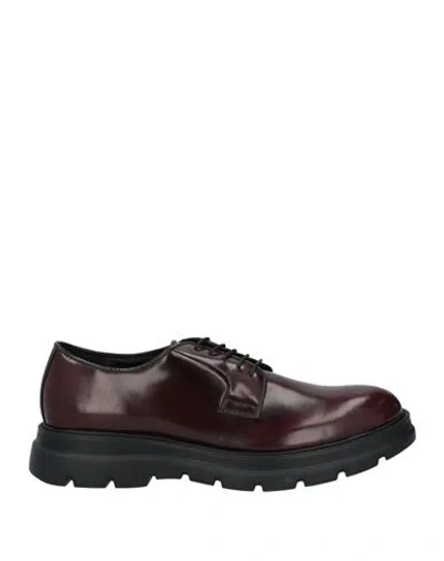Cafènoir Man Lace-up Shoes Burgundy Size 6 Leather In Red