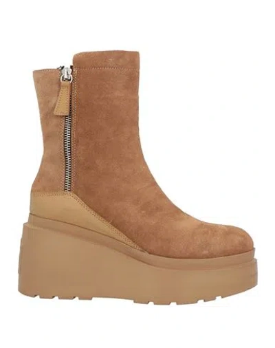 Cafènoir Woman Ankle Boots Camel Size 7 Leather In Beige