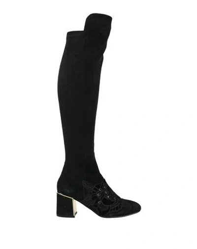 Cafènoir Woman Boot Black Size 7 Leather, Textile Fibers