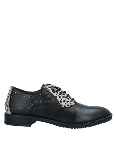 Cafènoir Woman Lace-up Shoes Black Size 7 Leather