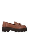 Cafènoir Woman Loafers Brown Size 10 Leather