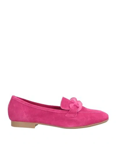 Cafènoir Woman Loafers Fuchsia Size 7 Leather In Pink