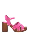 Cafènoir Woman Mules & Clogs Fuchsia Size 8 Leather In Purple
