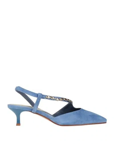 Cafènoir Woman Pumps Pastel Blue Size 7 Leather