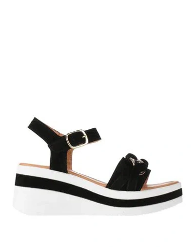 Cafènoir Woman Sandals Black Size 6 Leather