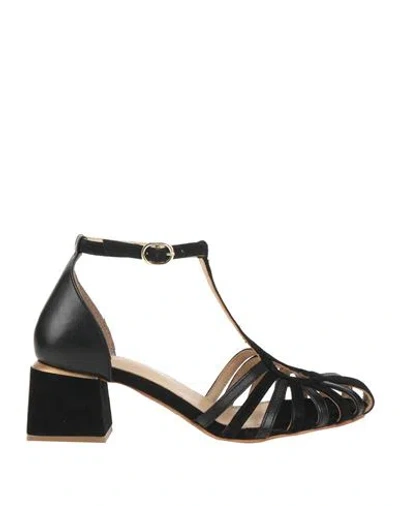 Cafènoir Woman Sandals Black Size 8 Leather