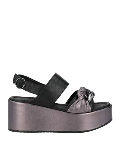Cafènoir Woman Sandals Black Size 7 Leather