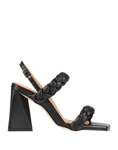 Cafènoir Woman Sandals Black Size 8 Textile Fibers