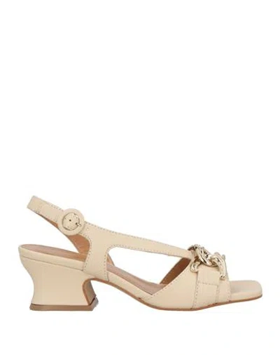 Cafènoir Woman Sandals Cream Size 7 Textile Fibers In White