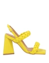 Cafènoir Woman Sandals Yellow Size 6 Textile Fibers In Yellow