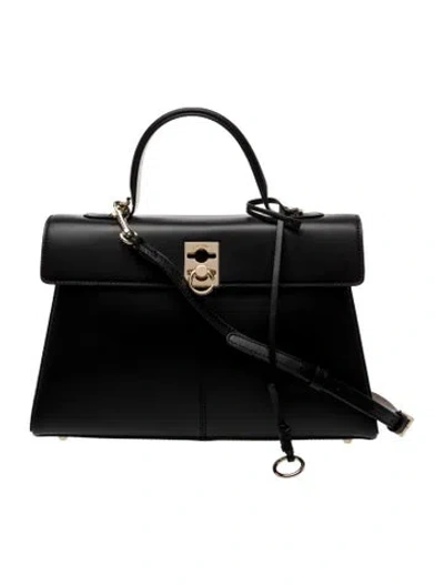 Pre-owned Cafuné Leather Top Handle Bag In Black