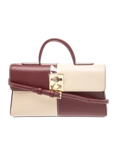 Pre-owned Cafuné Leather Top Handle Bag In Burgundy