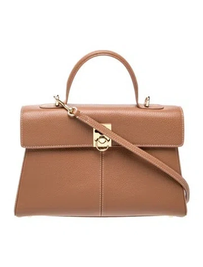 Pre-owned Cafuné Leather Top Handle Bag Medium In Brown