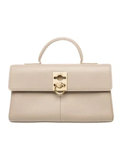 Pre-owned Cafuné Leather Top Handle Bag In Neutrals