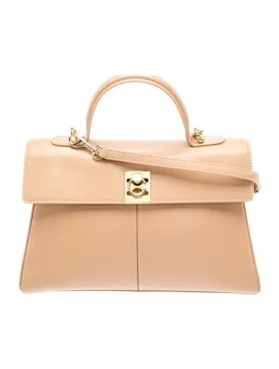 Pre-owned Cafuné Leather Top Handle Bag In Neutrals
