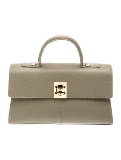 Pre-owned Cafuné Leather Top Handle Bag W/ Tags In Grey