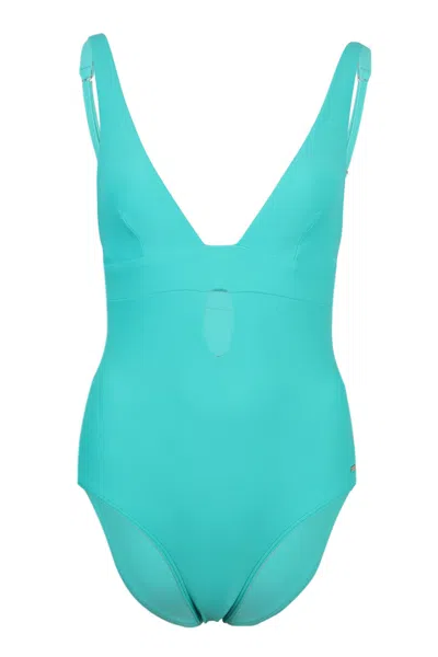 Caha Capo Donna Plunge One Piece Turquoise In Blue