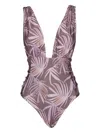 Caha Capo Dubai Palm-print Swimsuit In Purple