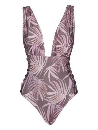 Caha Capo Dubai Palm-print Swimsuit In Purple