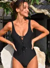 Caha Capo Monica Lace Up One Piece Black