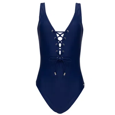 Caha Capo Monica Lace Up One Piece Blueberry Navy