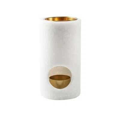 Cahm Gold / White Marble & Brass Oil Burner
